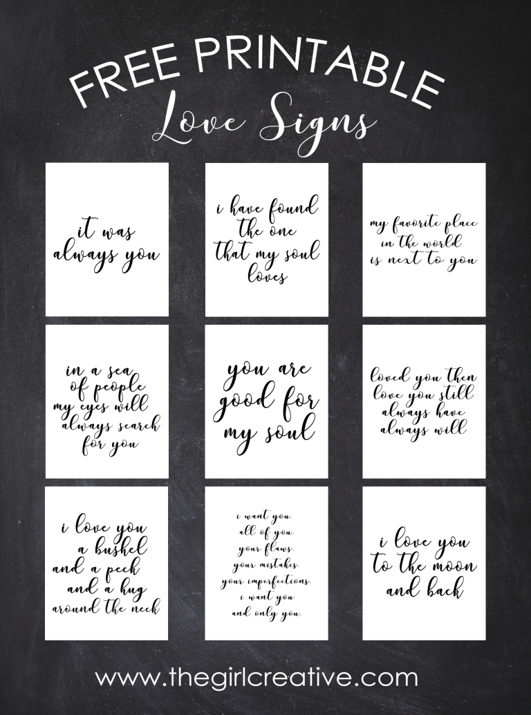 9 Free Printable Love Signs | Crafting Chicks Community Board - Free Printable Quote Stencils