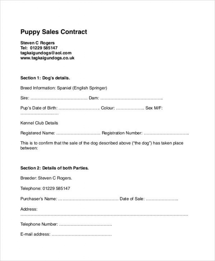 9+ Sample Puppy Sales Contracts | Sample Templates Intended For Free - Free Printable Puppy Sales Contract