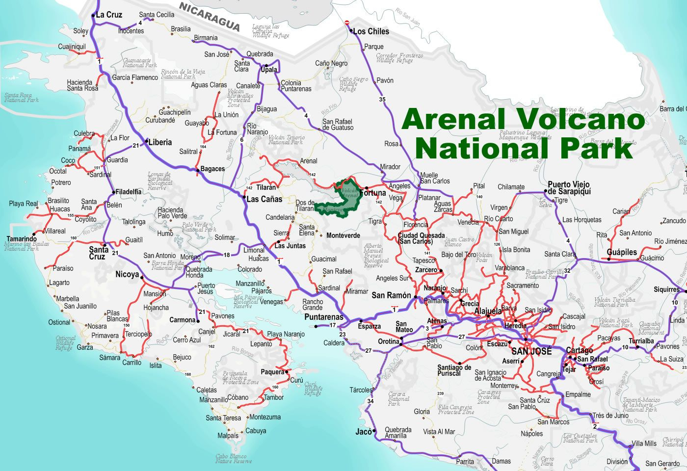 A Road To Arenal Volcano National Park In Costa Rica | Free - Free Printable Map Of Costa Rica