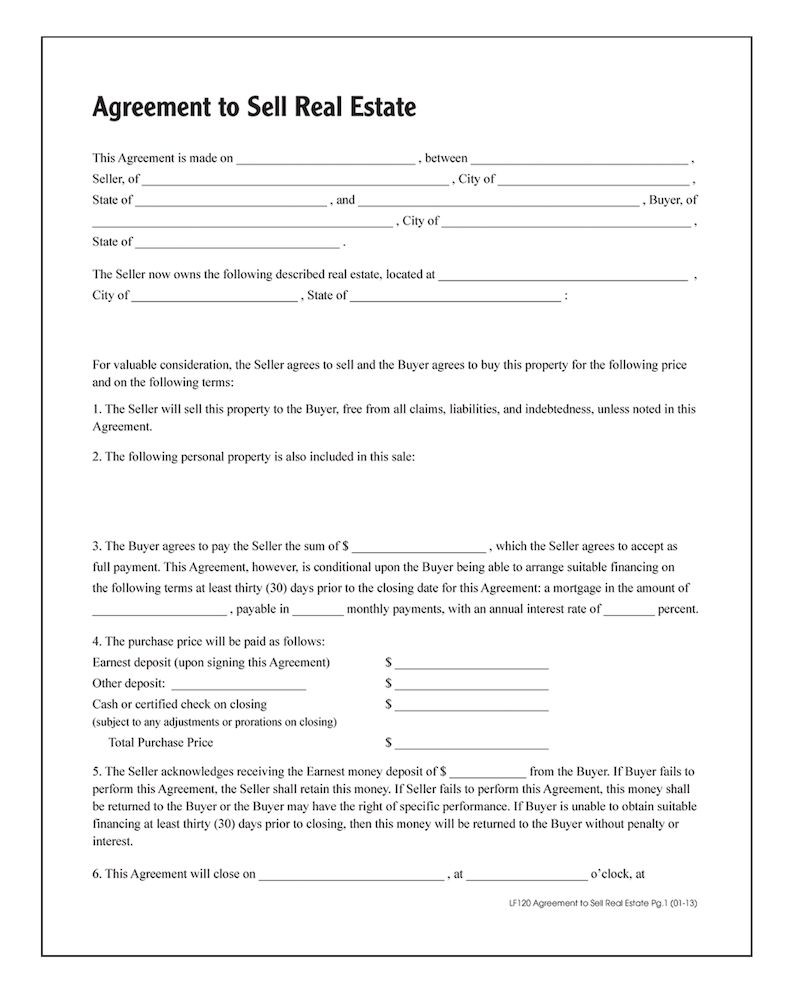 Adams Agreement To Sell Real Estate, Forms And Instructions - Free Printable Real Estate Forms