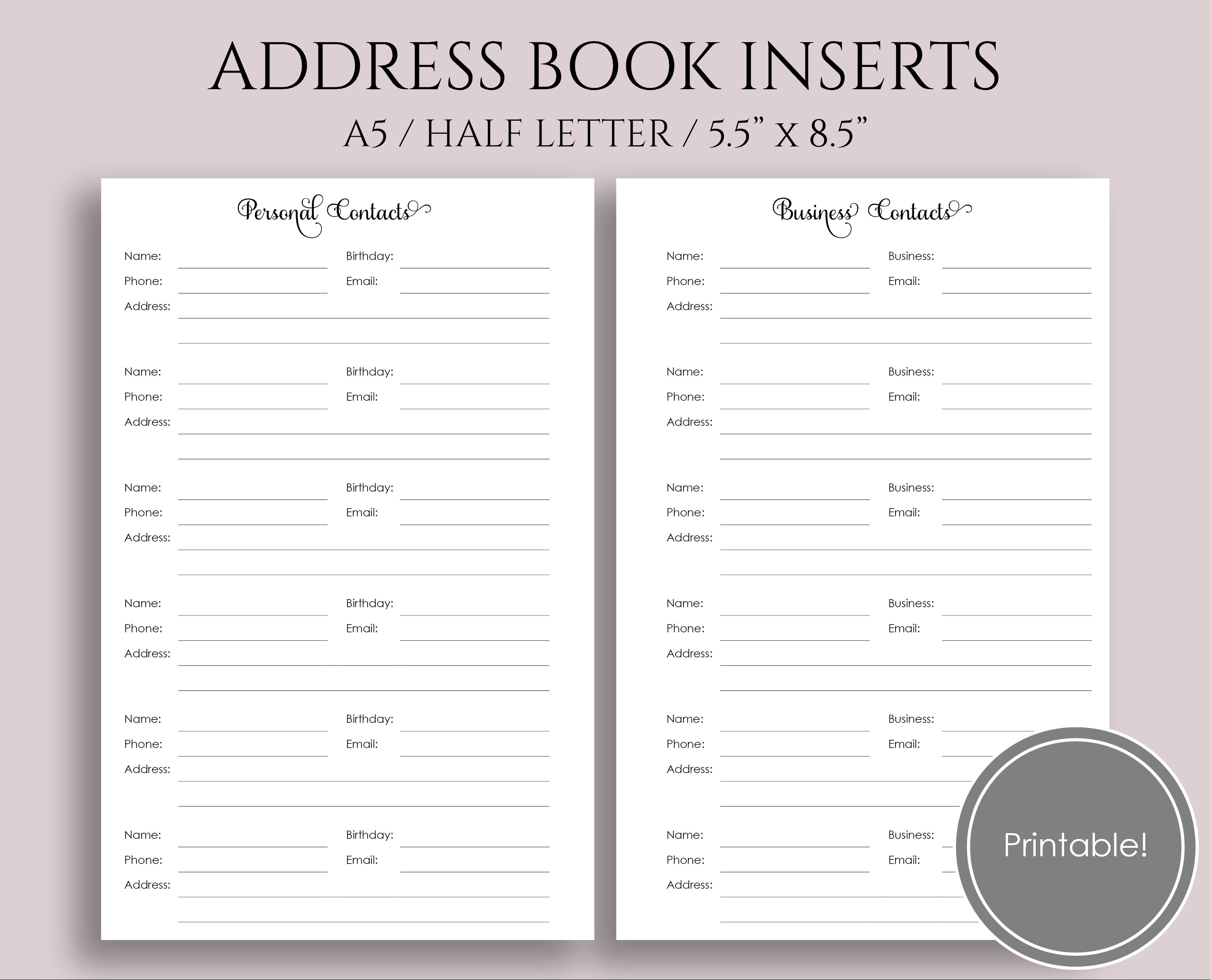 Address Book Printable As Well Blank Pages With Template Free - Free Printable Address Book Pages