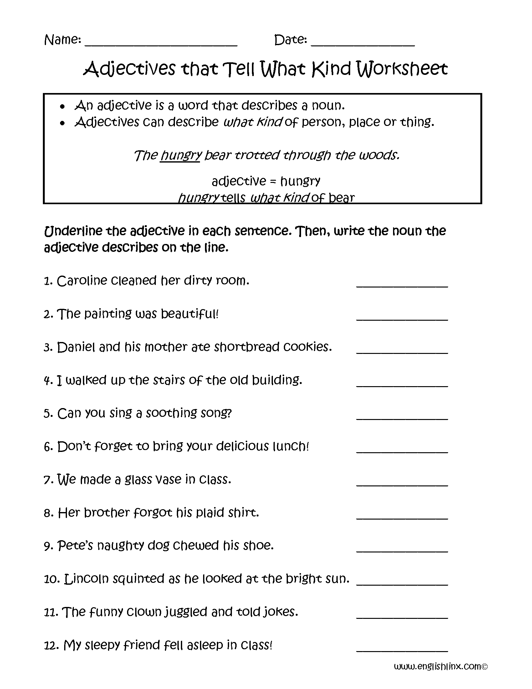 Adjectives Worksheets | Regular Adjectives Worksheets - Free Printable 5 W&amp;amp;#039;s Worksheets