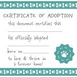 Adoption Certificate Templates And Pet Template With Dog Plus Free   Fake Adoption Certificate Free Printable