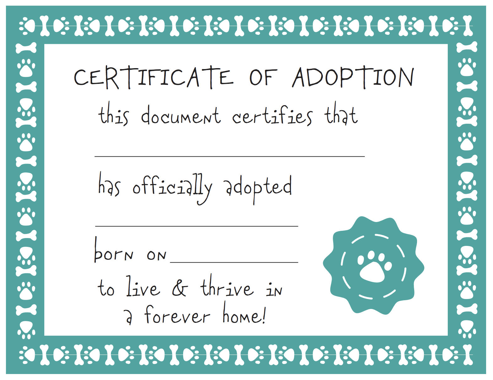Adoption Certificate Templates And Pet Template With Dog Plus Free - Fake Adoption Certificate Free Printable