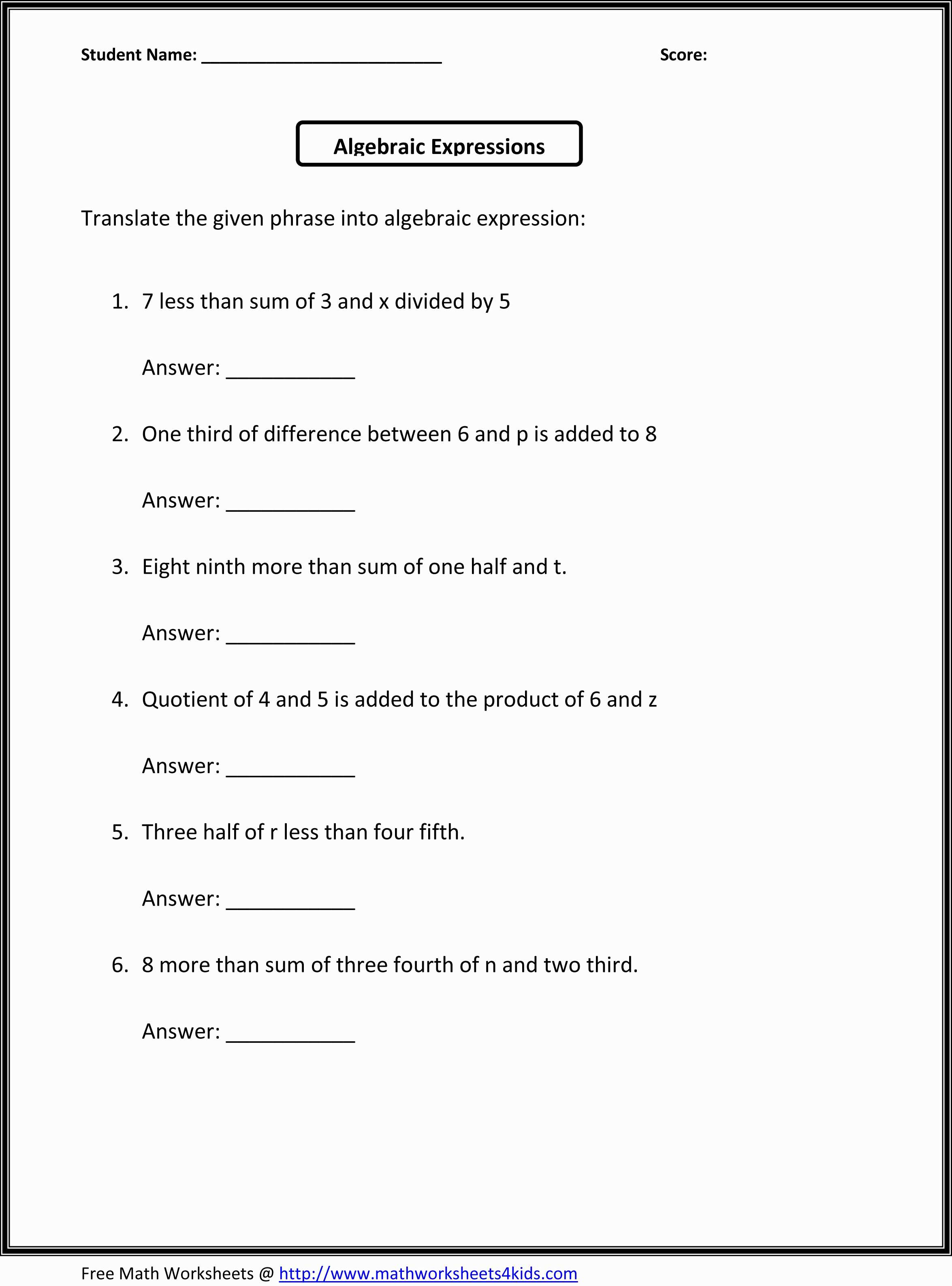 Algebra Worksheets Pdf Grade 6 Archives Movielov Co Fresh 6Th Math - Free Printable Algebra Worksheets Grade 6