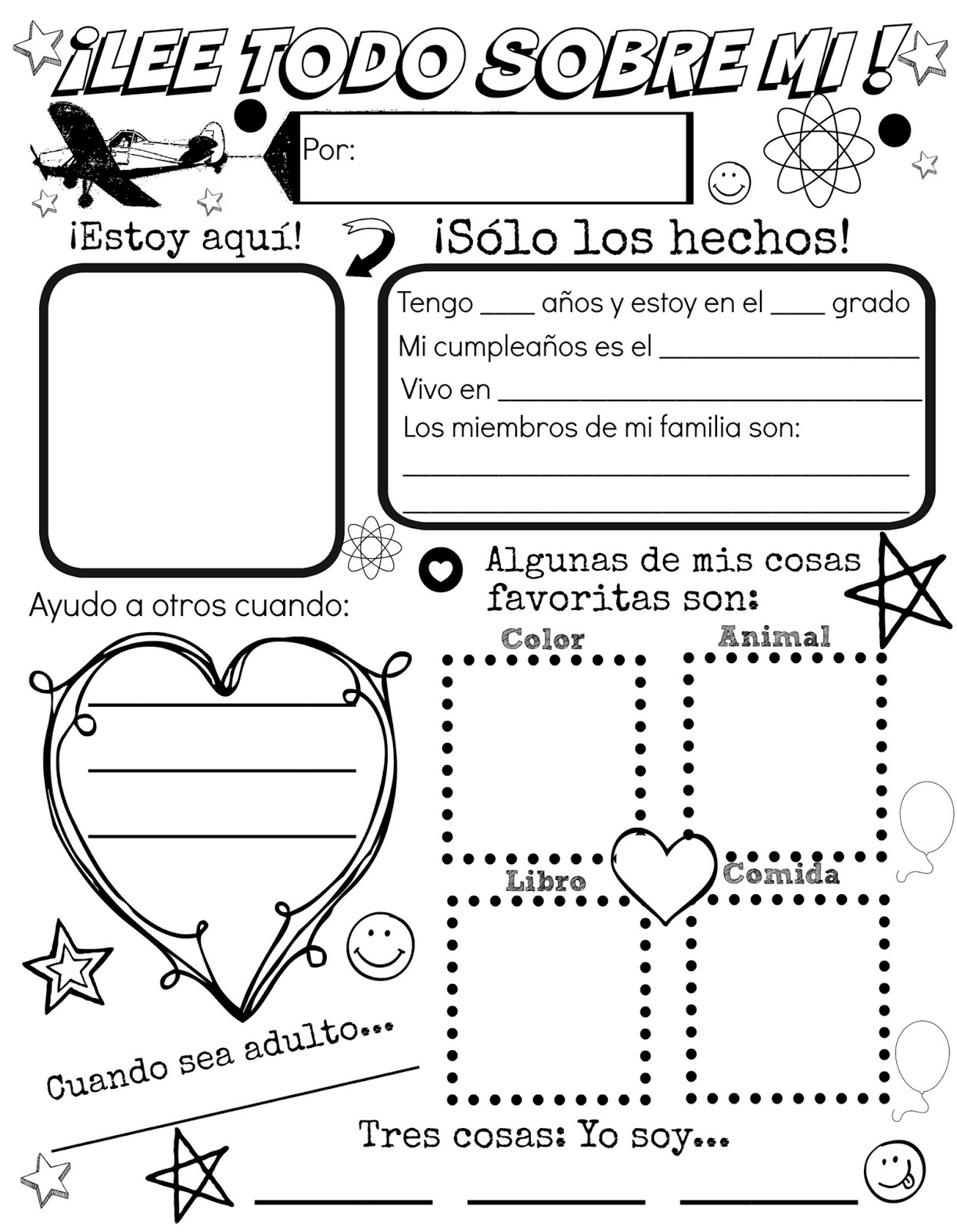 All About Me {Free Spanish Printable} | Discovering The World - All About Me Free Printable