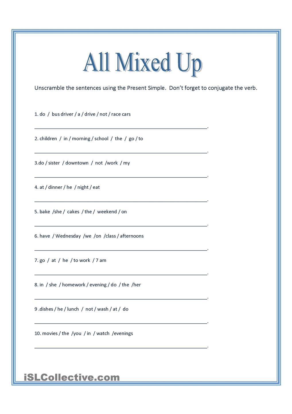 All Mixed Up ~ Sentence Scramble | Printable Banner | Pinterest - Free Printable Scrambled Sentences Worksheets