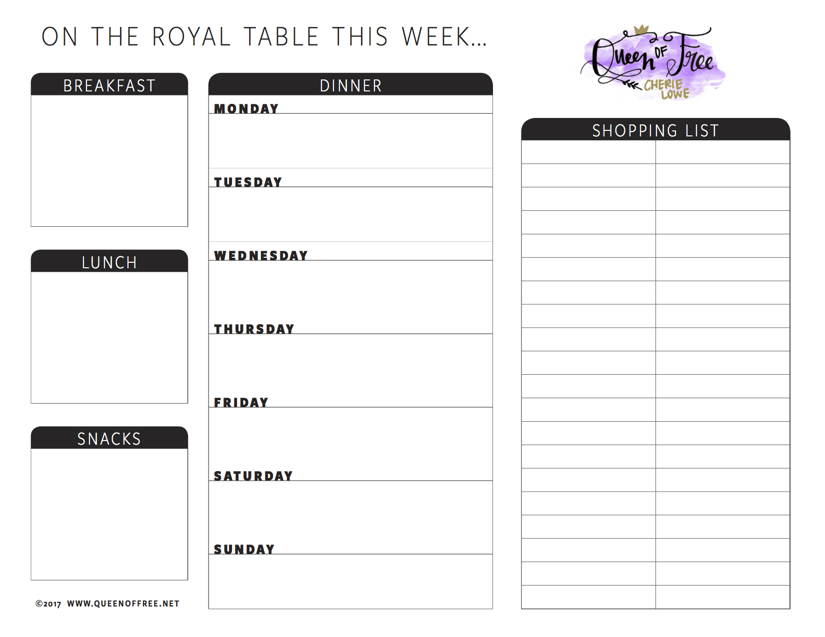All New: Free Printable Meal Planner You Can Edit - Queen Of Free - Free Printable Menu Planner