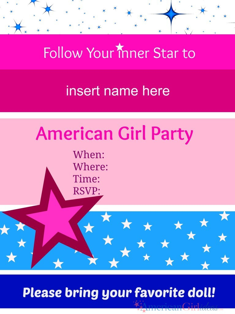 American Girl Party Invitations • American Girl Ideas | American - American Girl Party Invitations Free Printable