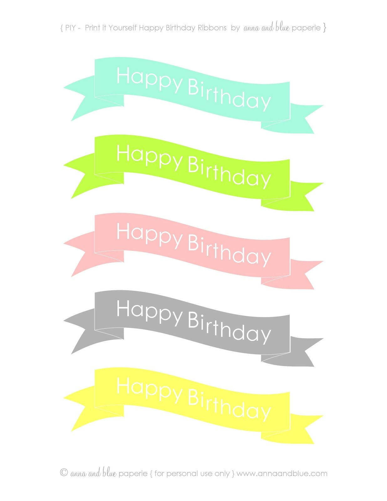 Anna And Blue Paperie: {Free Printable} Happy Birthday Cake Banners - Free Printable Birthday Cake