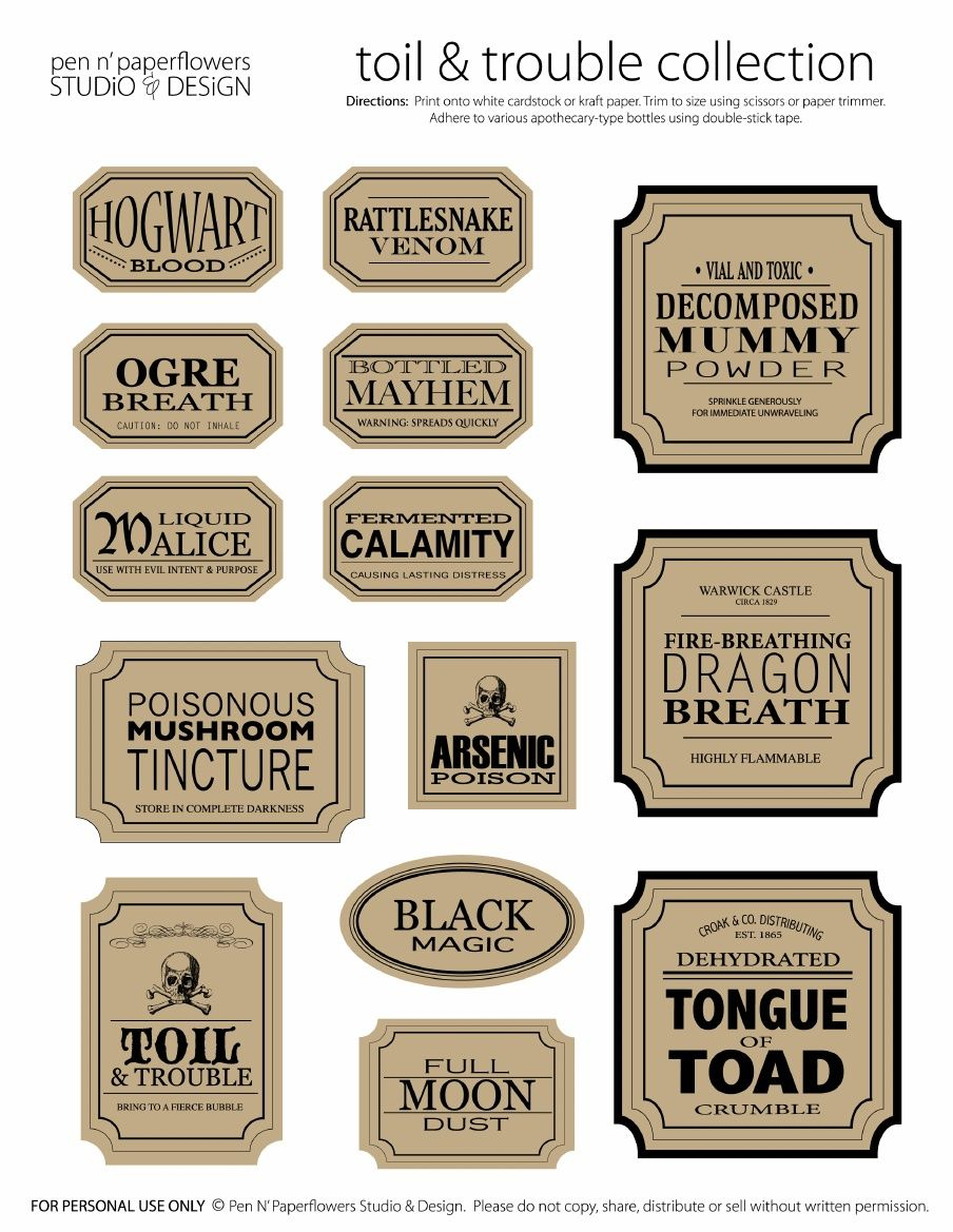 Apothecary Jar Labels | Toil &amp;amp; Trouble Collection (Page 3 • Colored - Free Printable Apothecary Jar Labels