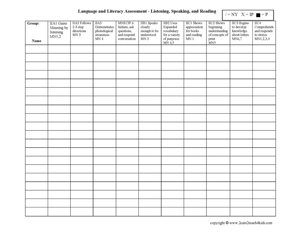 Assessment Forms - Free Printable Templates -2Care2Teach4Kids - Preschool Assessment Forms Free Printable