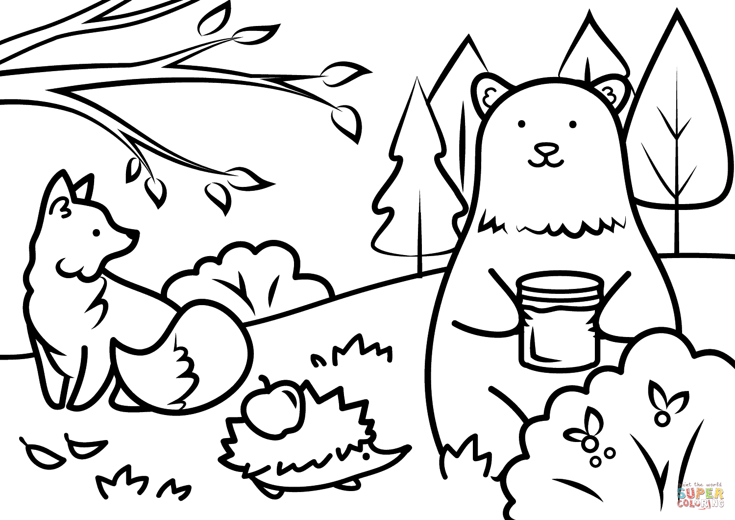 Autumn Animals Coloring Page | Free Printable Coloring Pages - Free Printable Autumn Coloring Sheets