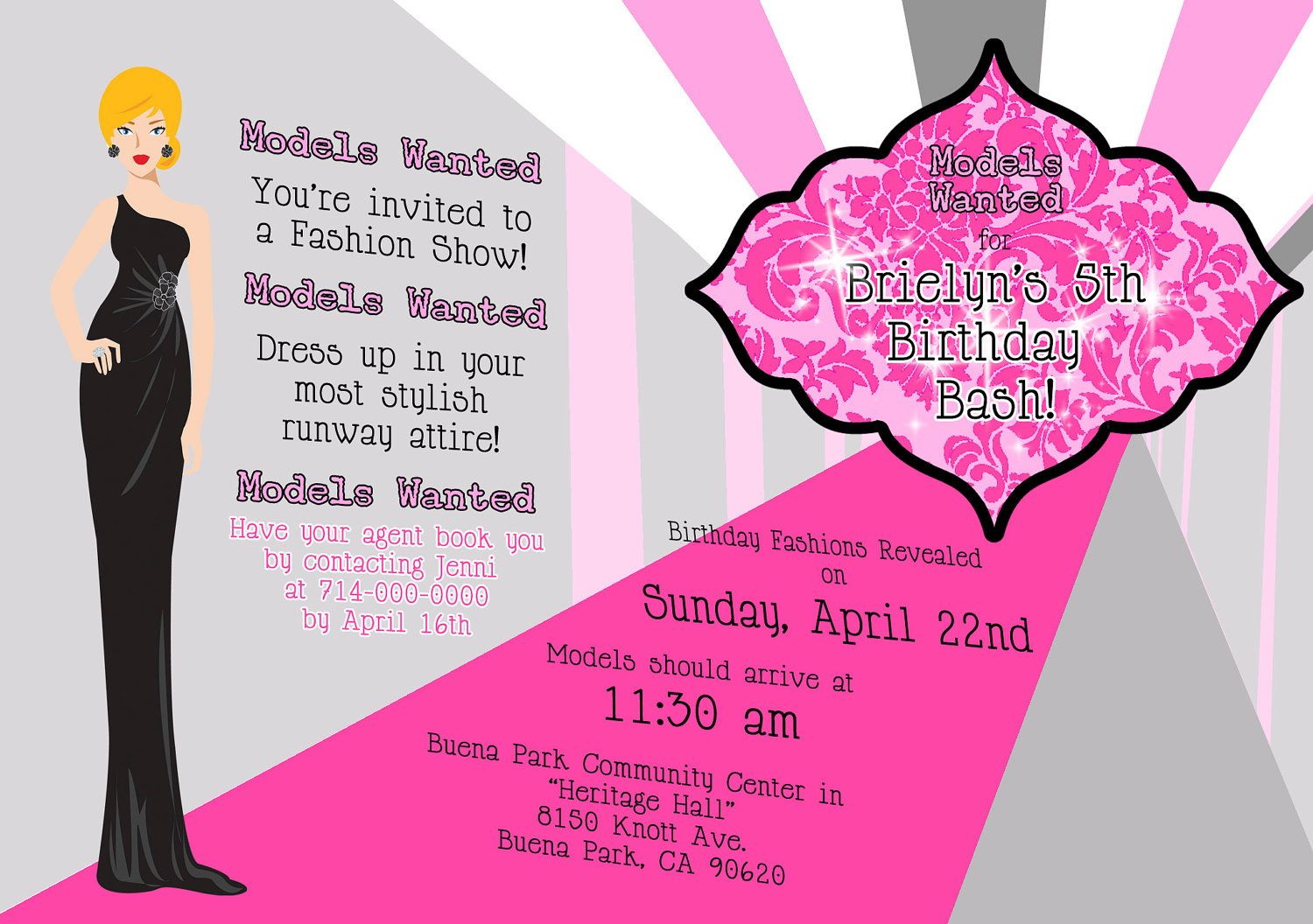 Awesome Free Template Fashion Show Birthday Party Invitations - Free Printable Fashion Templates