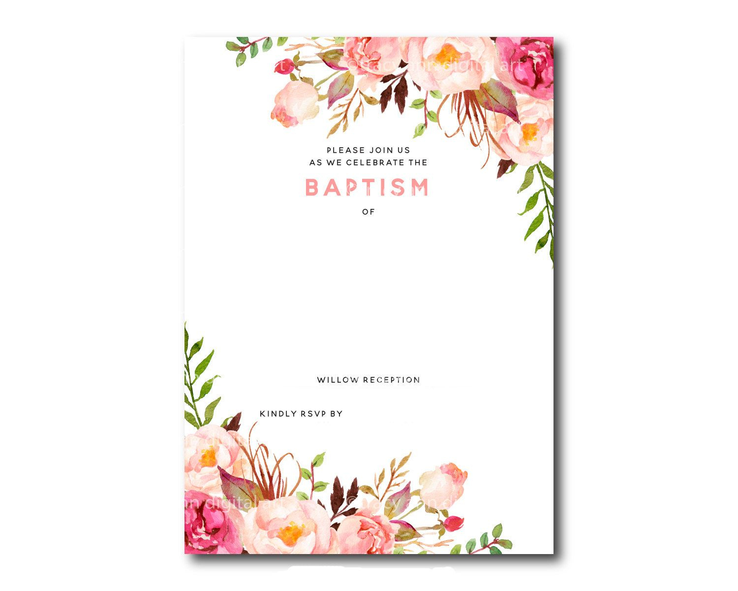 Awesome Free Template Free Printable Baptism Floral Invitation - Free Printable Baptism Invitations