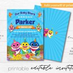 Baby Shark Invitation Editable Pdf, Digital Invitation, Baby Shark   Shark Invitations Free Printable