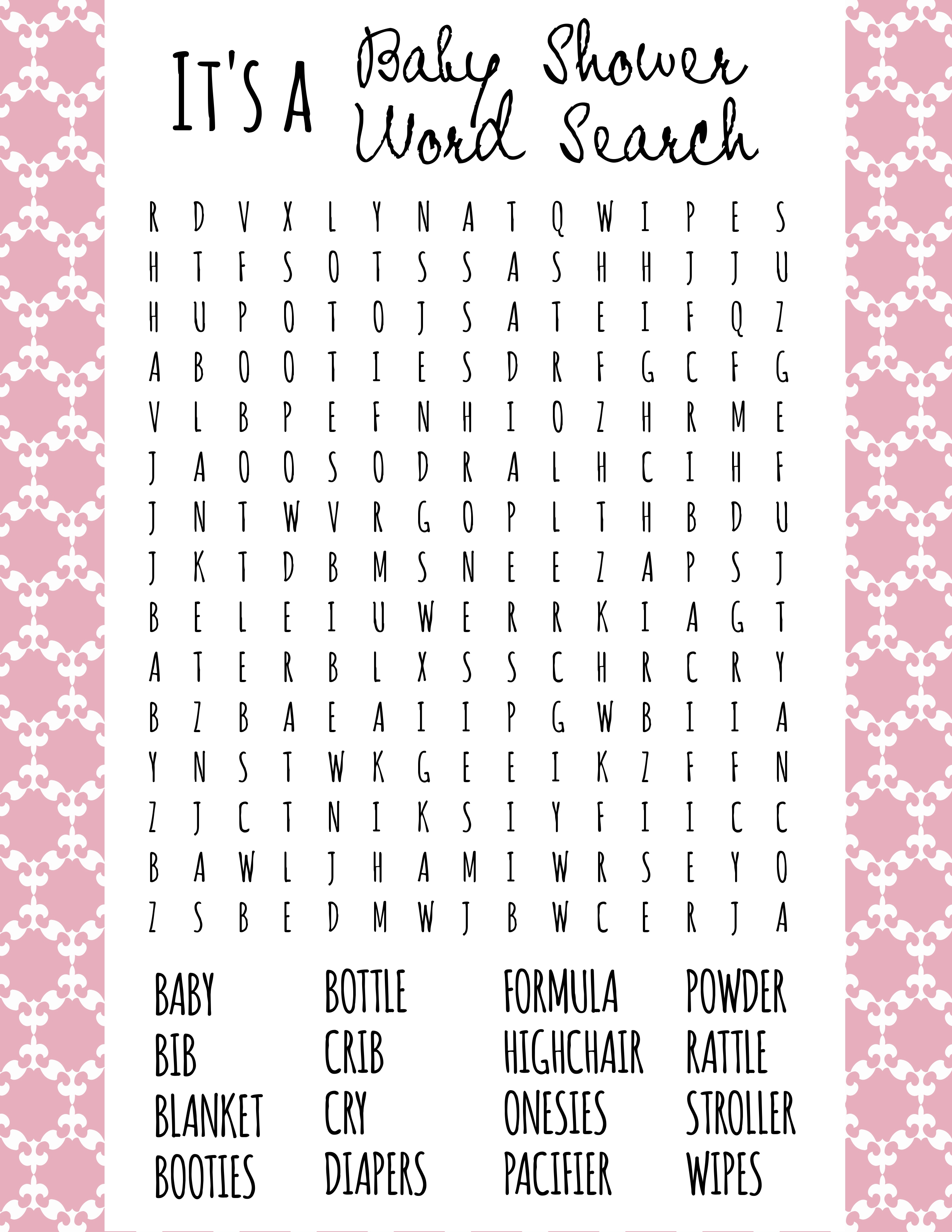 Baby Shower Word Search - Frugal Fanatic - Pin The Dummy On The Baby Free Printable