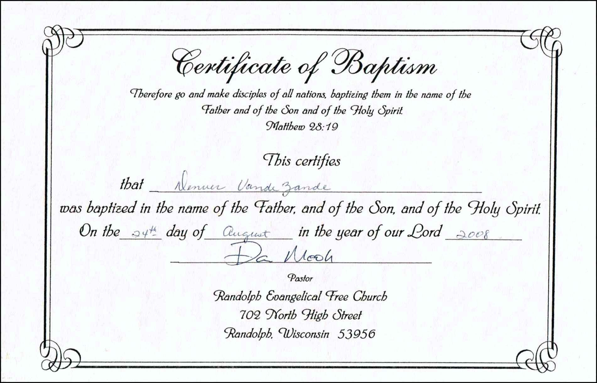 Baptism Certificate Template Professional Free Download Catholic - Free Online Printable Baptism Certificates