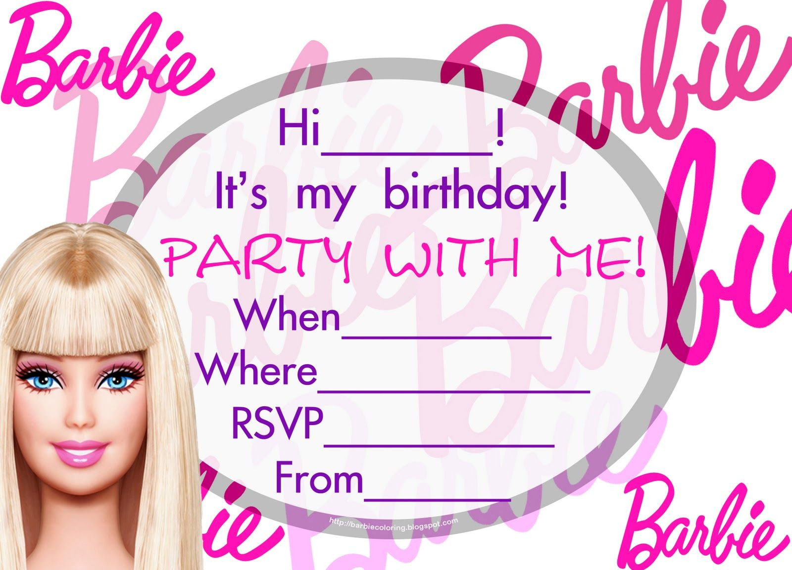Barbie Birthday Invitations Templates | Margie&amp;#039;s Pins - Free Printable Barbie Birthday Party Invitations