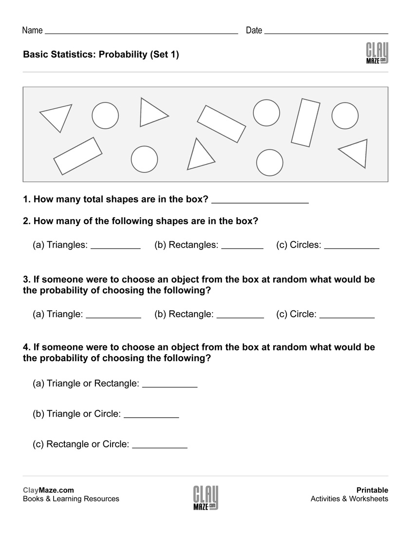 Basic Statistics: Probability I (Set 1) | Free Printable Children&amp;#039;s - Free Printable Statistics Worksheets