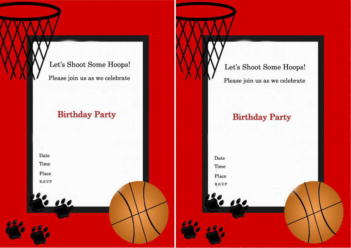 Basketball Birthday Party Invitations — Birthday Invitation Examples - Basketball Invites Free Printable