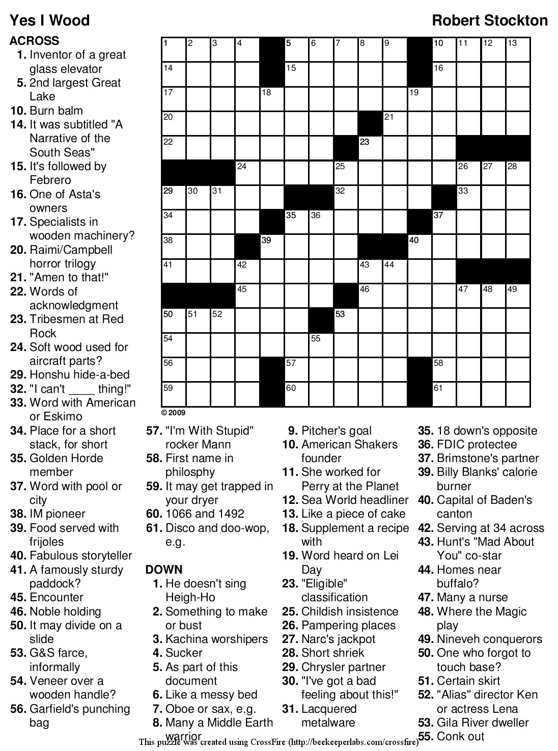 free crosswords print hard