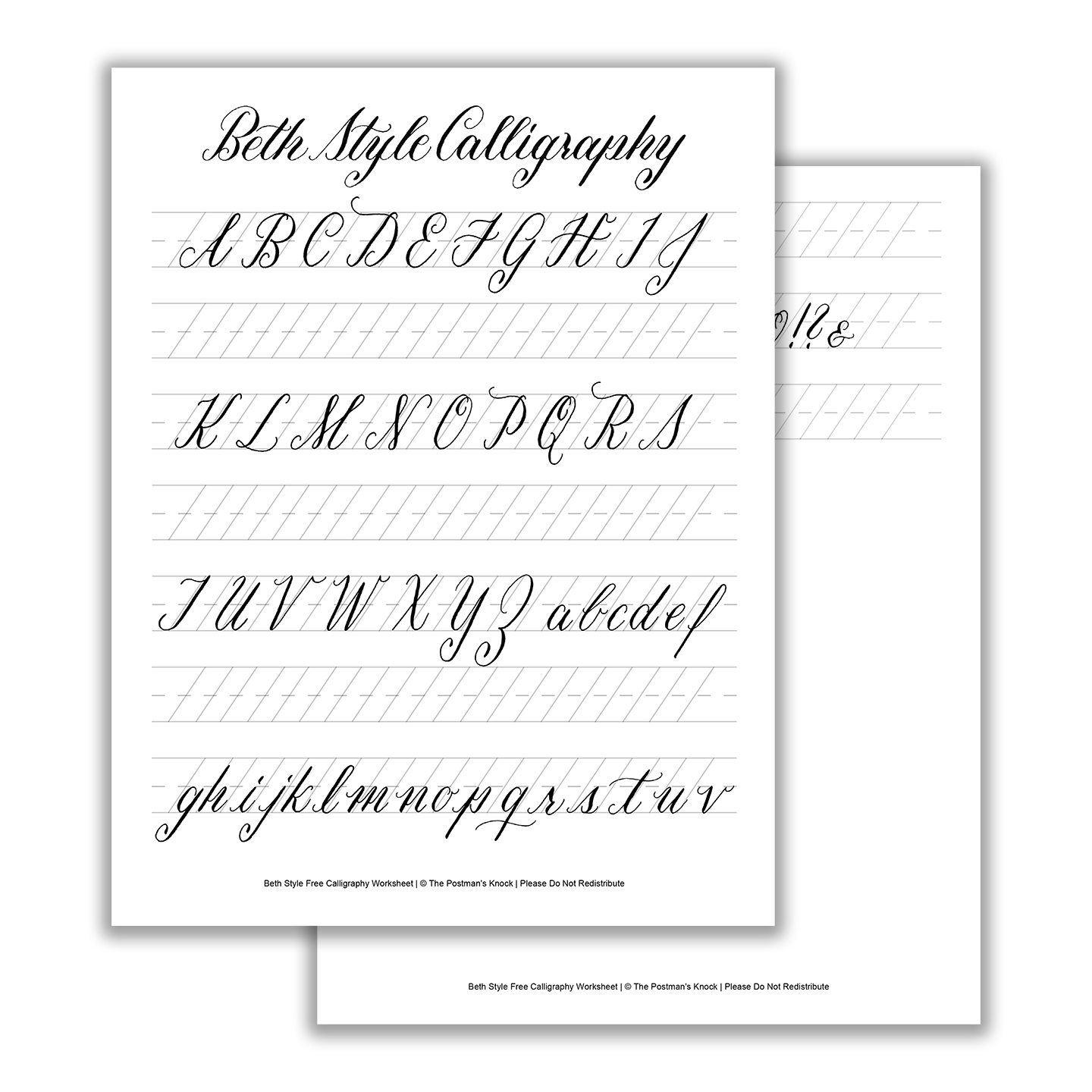 Beth Style Calligraphy Standard Worksheet | The Postman&amp;#039;s Knock - Calligraphy Practice Sheets Printable Free