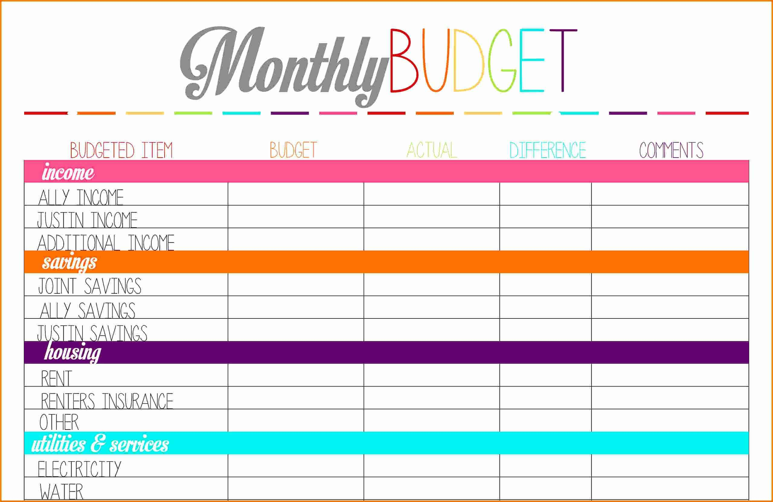 finance budget planner template