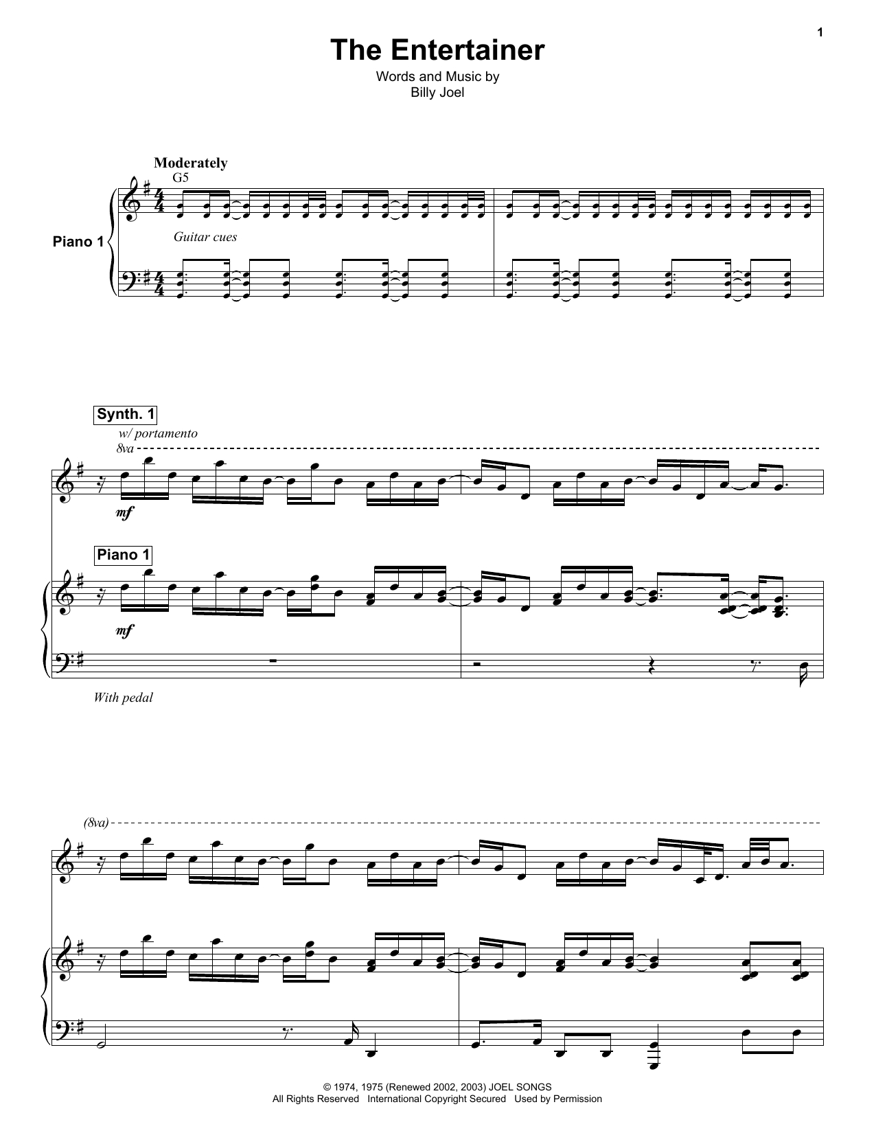 Billy Joel &amp;quot;the Entertainer&amp;quot; Sheet Music Notes, Chords | Printable - Free Printable Sheet Music For The Entertainer