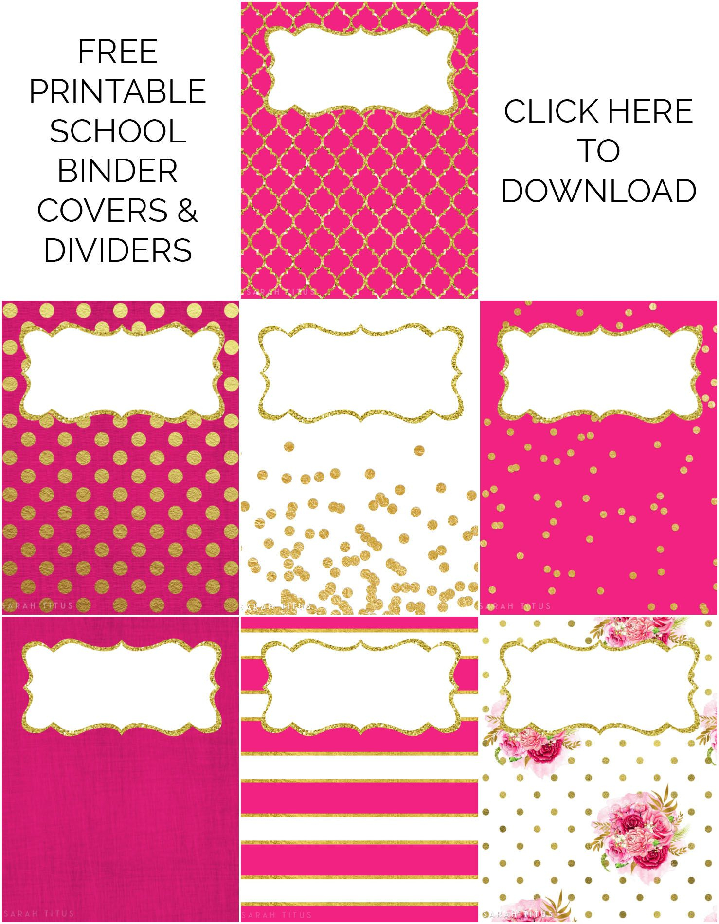 Binder Covers / Dividers Free Printables | Plans | Binder Covers - Free Printable School Binder Covers