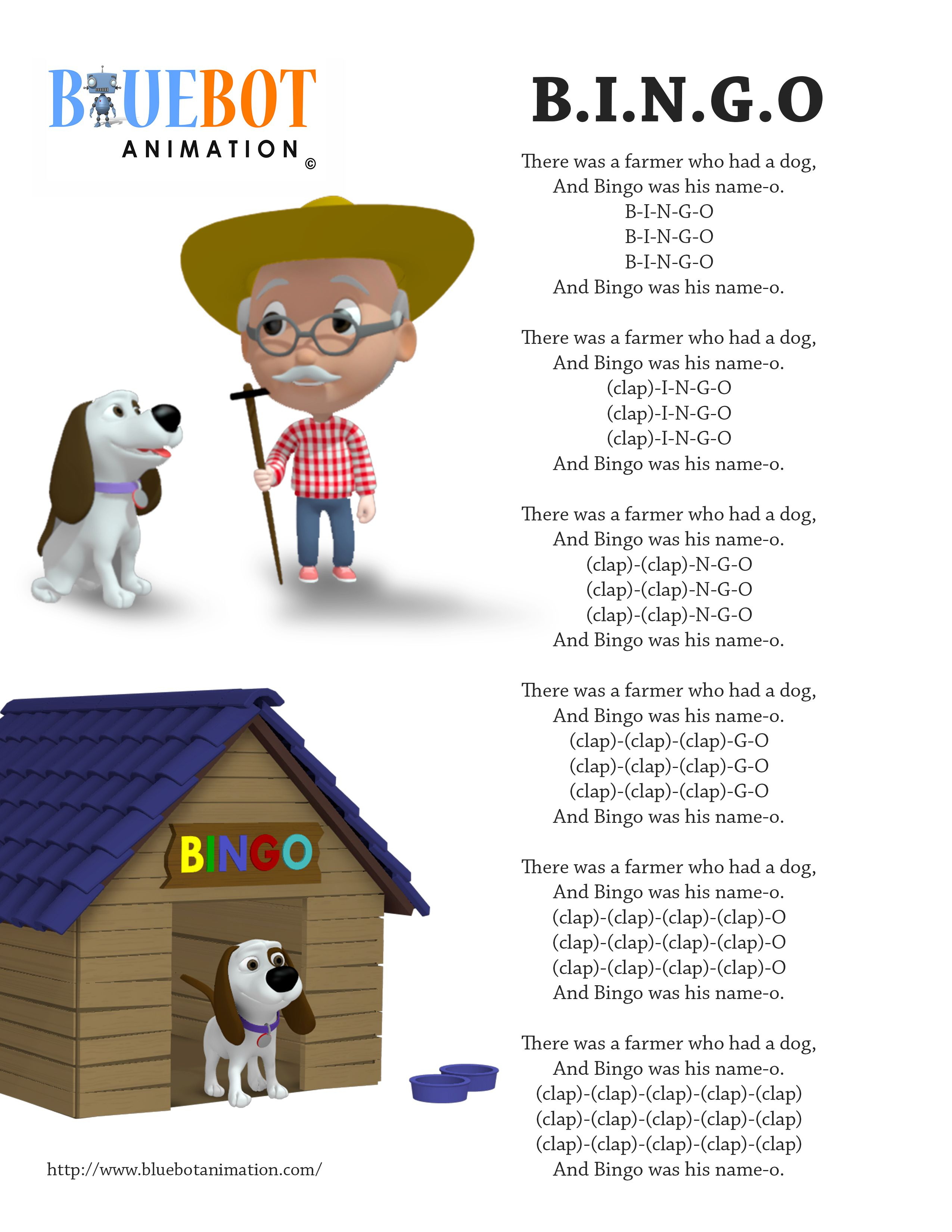 Bingo / B.i.n.g.o Nursery Rhyme Lyrics Free Printable Nursery Rhyme - Free Printable Nursery Rhymes Songs