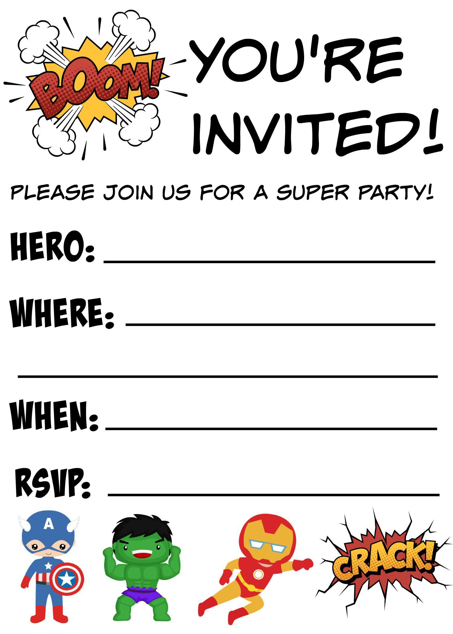 Birthday-Invitations-Free-Printable | Birthday Invitations Template - Free Printable Superhero Birthday Invitation Templates