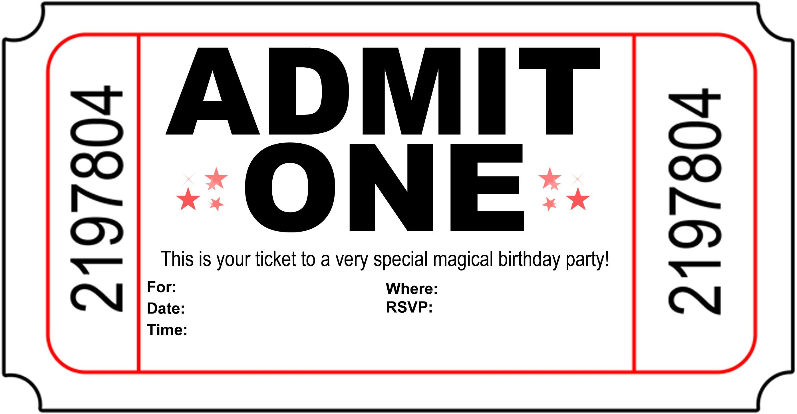 Birthday Party Invitation Free Printable | Printshop. | Pinterest - Free Printable Movie Ticket Birthday Party Invitations
