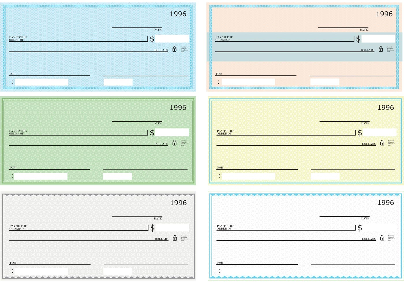 Blank Check Vector Pack - Download Free Vector Art, Stock Graphics - Free Printable Checks Template