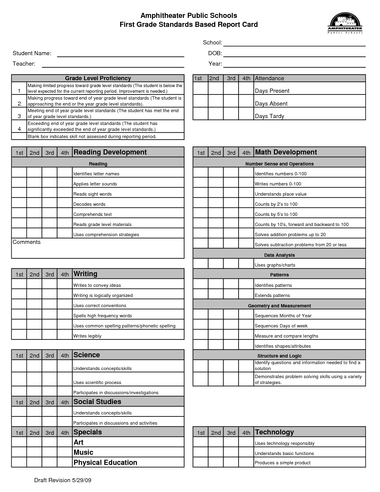Blank Report Card Template | Activities | Kindergarten Report Cards - Free Printable Report Card Comments