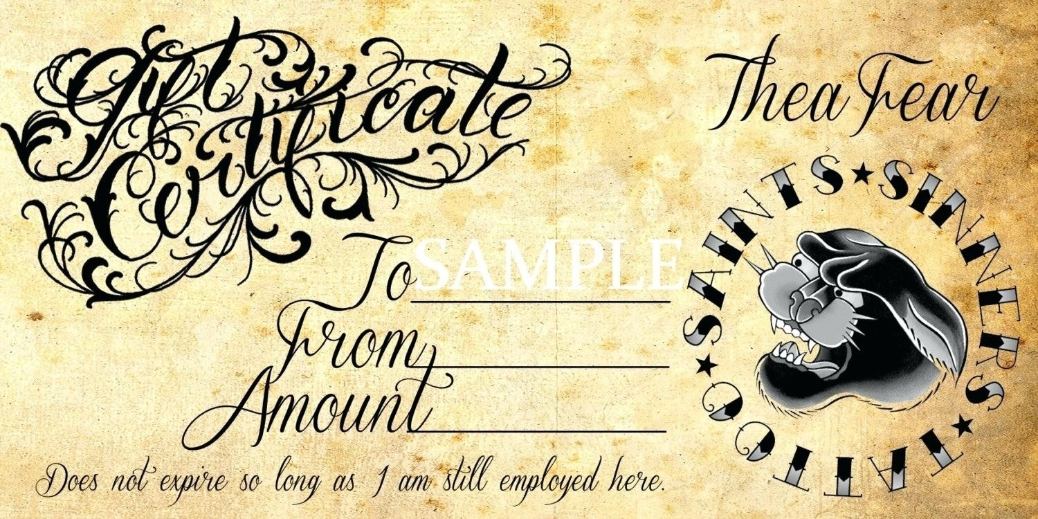 Blank Tattoo Gift Certificate Template Tattoo Gift Certificate - Free Printable Tattoo Gift Certificates