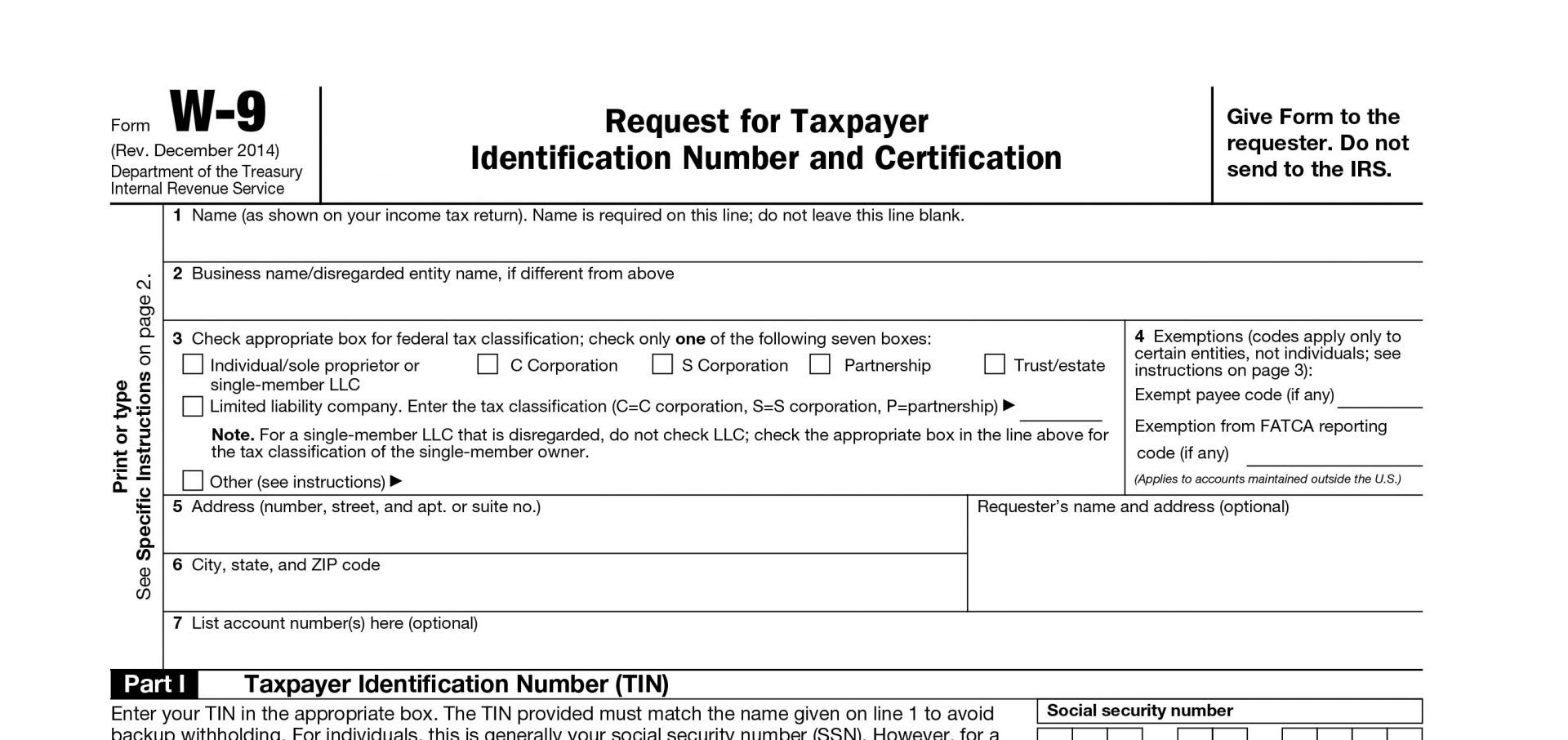 5 W9 Form Print Out Form printable w9 tax blank letter