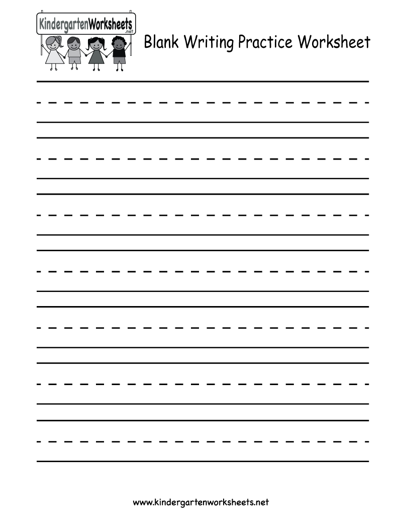 Blank Writing Practice Worksheet - Free Kindergarten English - Blank Handwriting Worksheets Printable Free