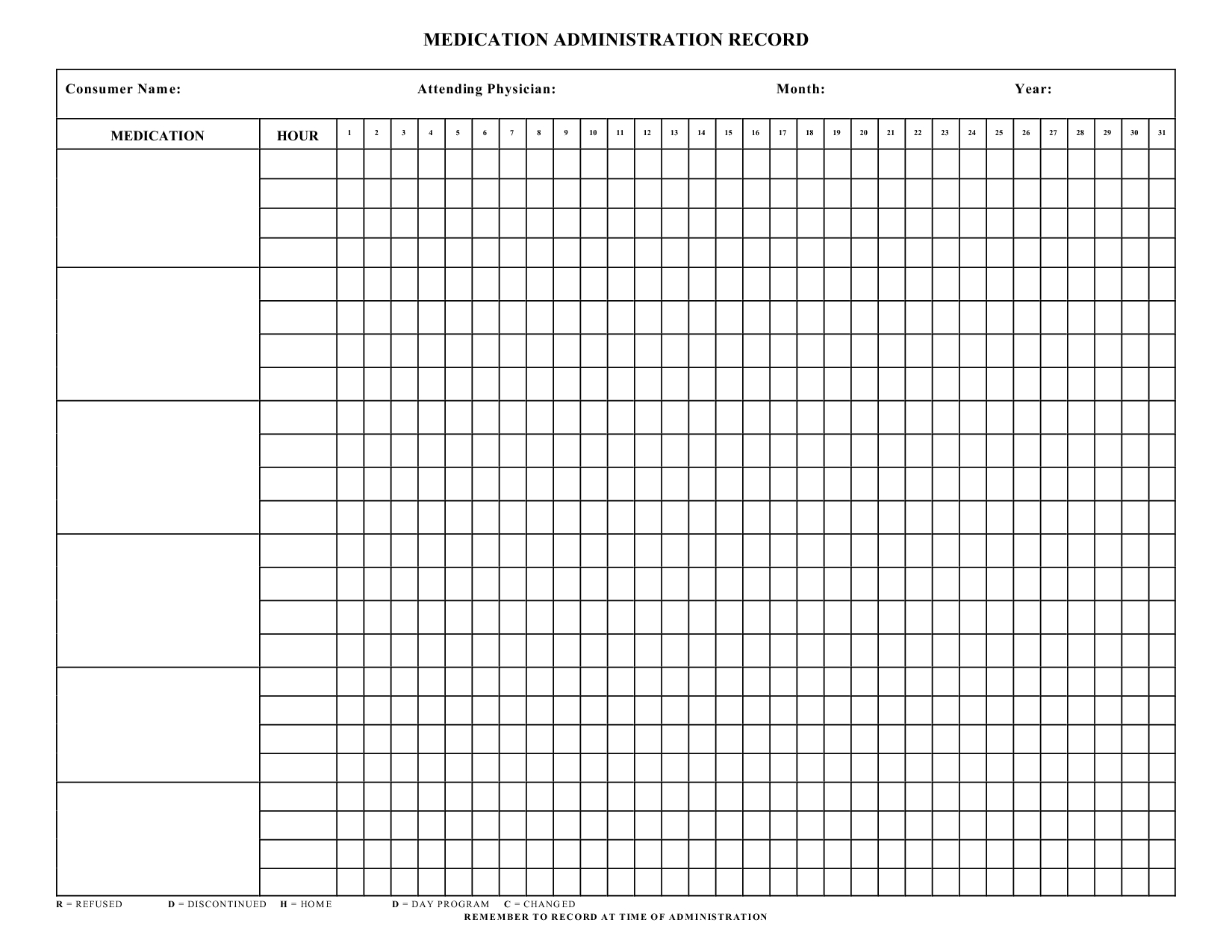 Blank+Medication+Administration+Record+Template | Mrs. Summers - Free Printable Medication Log