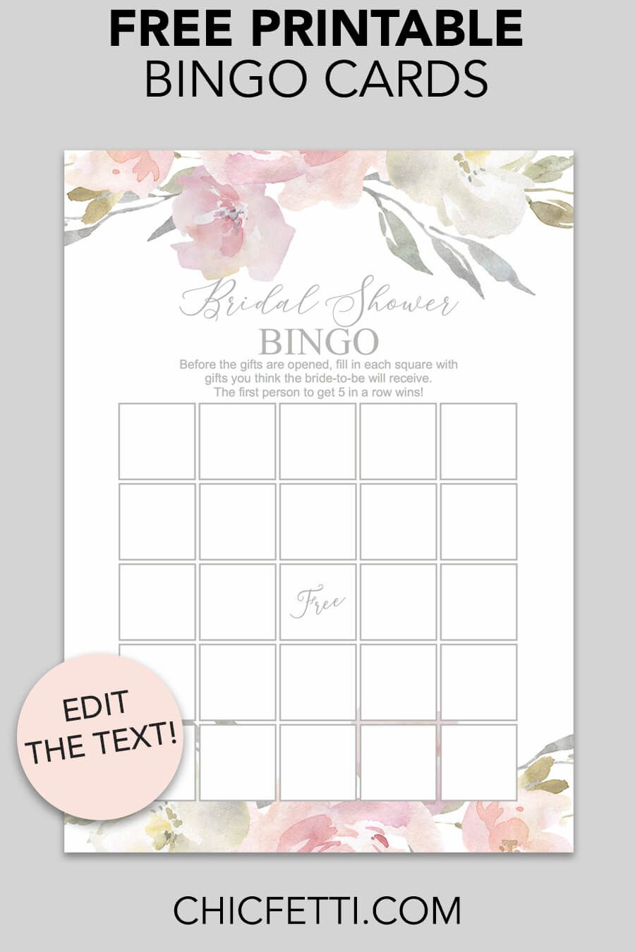 Blush Floral Printable Bridal Shower Bingo | Free Wedding Printables - Free Printable Bridal Shower Cards