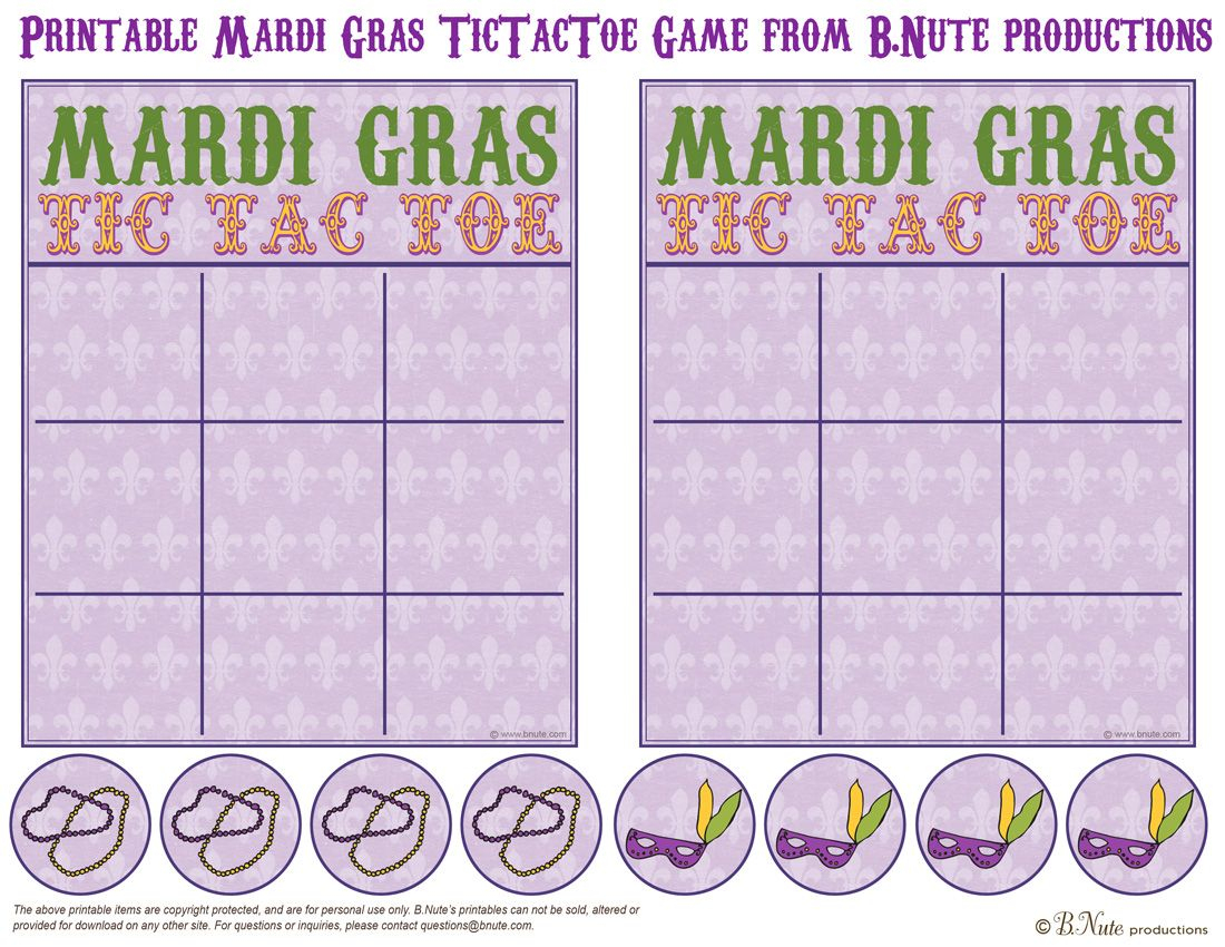 Bnute Productions: Printable Mardi Gras Tictactoe Game | Mardi Gras - Free Printable Mardi Gras Games