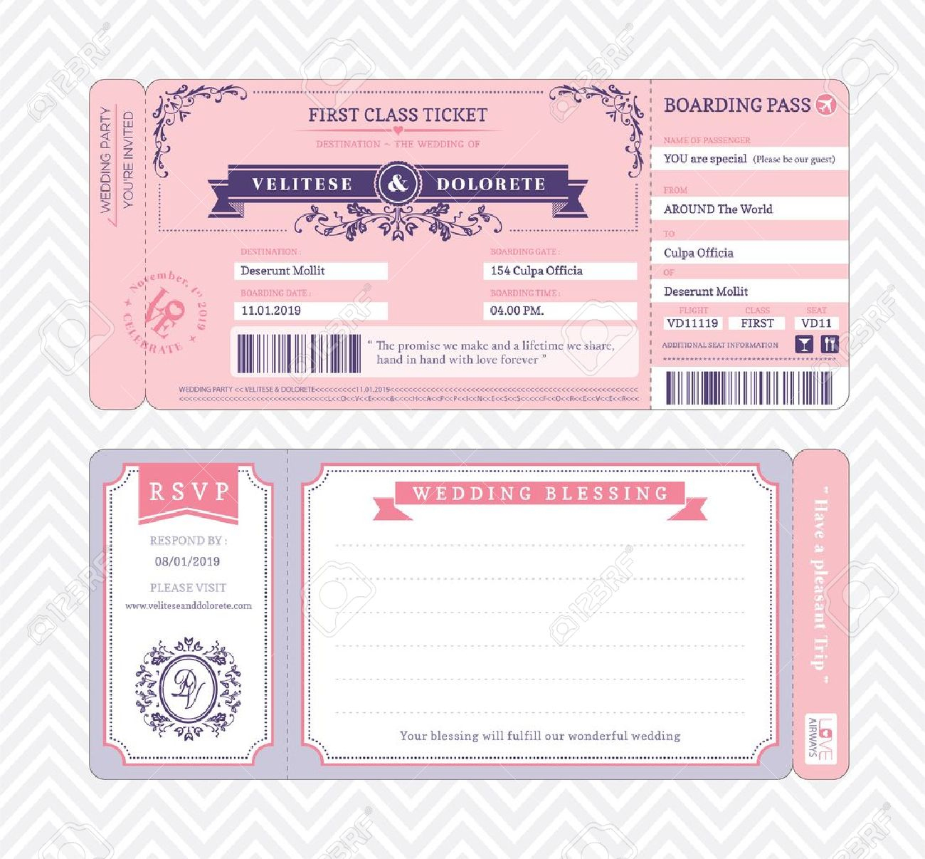 Boarding Pass Ticket Wedding Invitation Template Royalty Free - Free Printable Ticket Invitation Templates