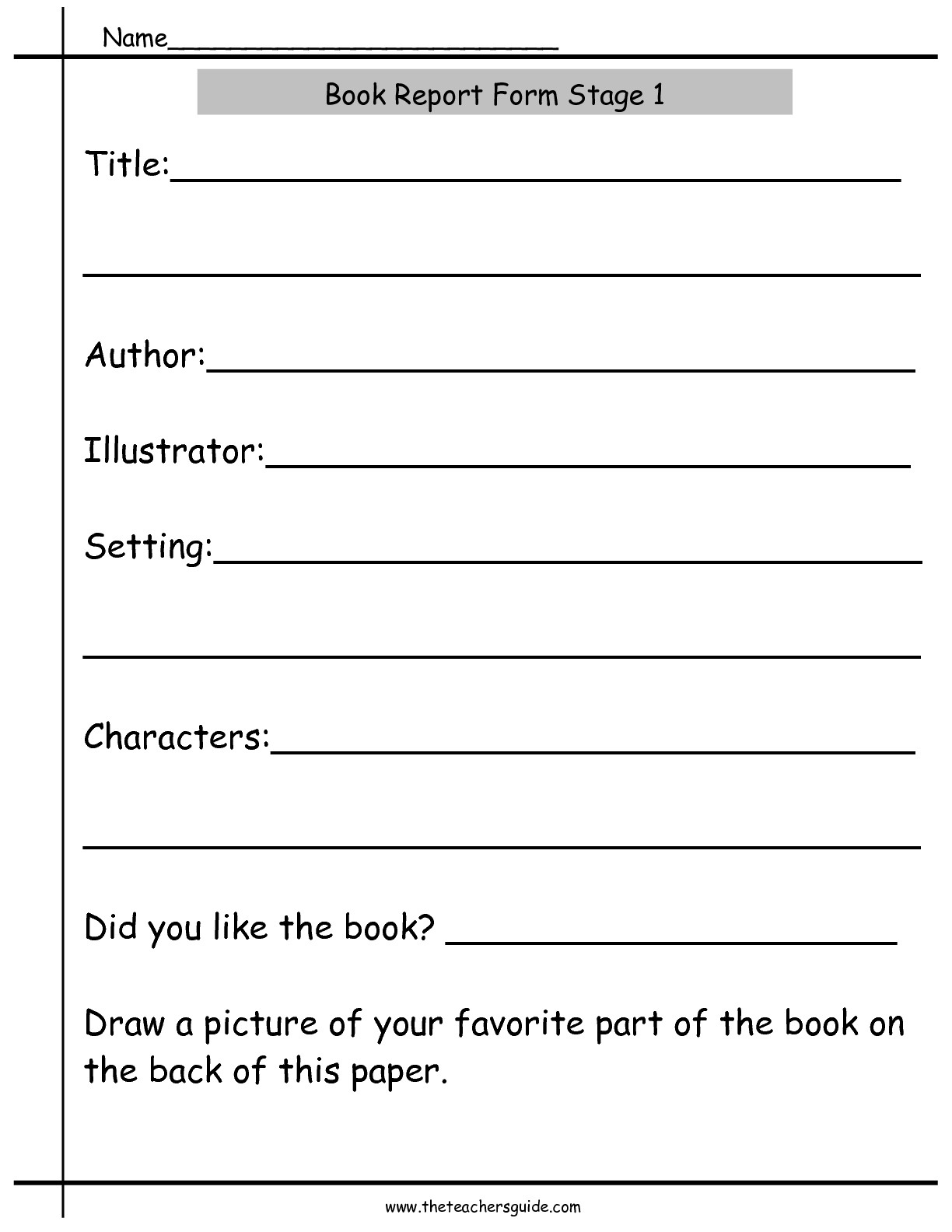 Book Report Worksheets From The Teacher&amp;#039;s Guide - Free Printable Book Report Forms