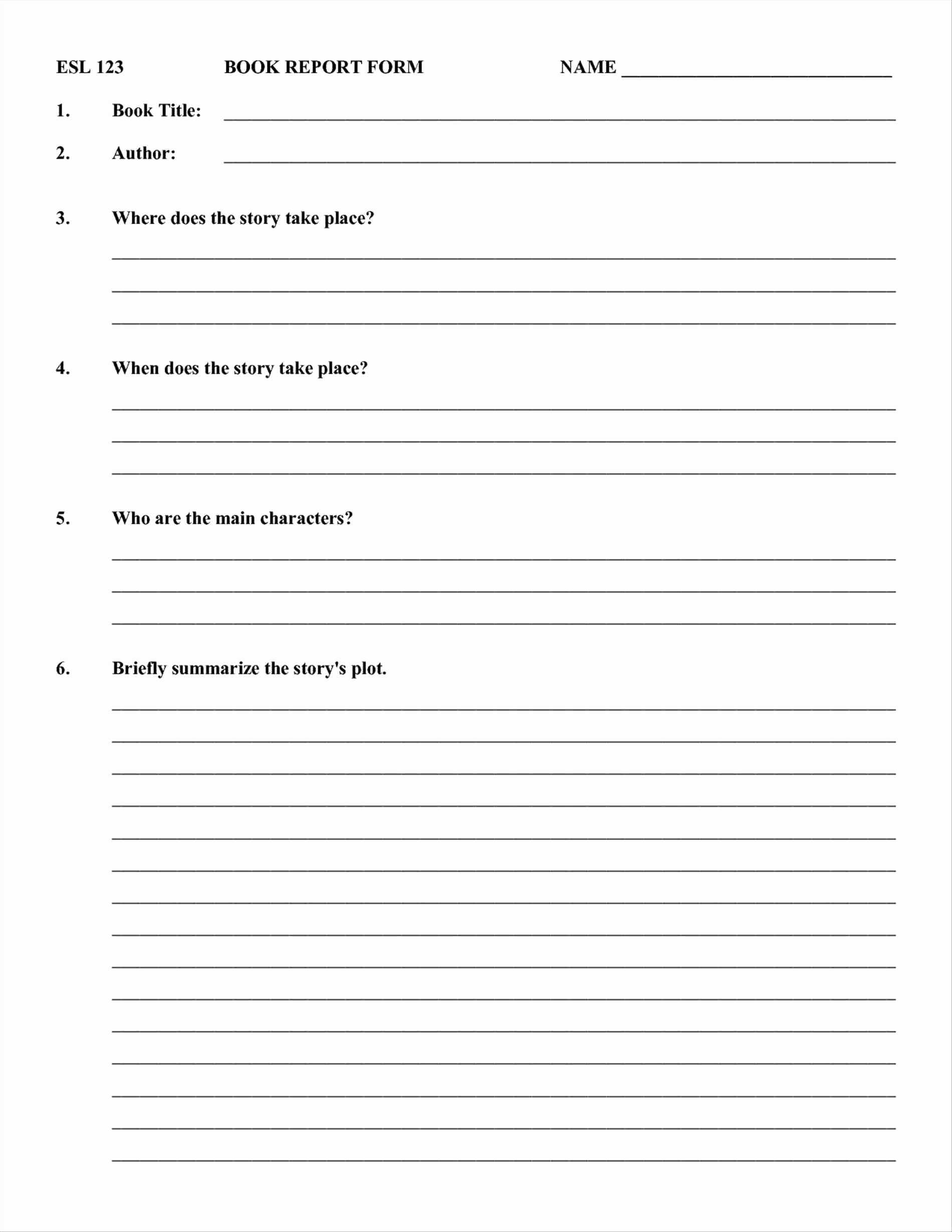 5th-grade-book-report-template