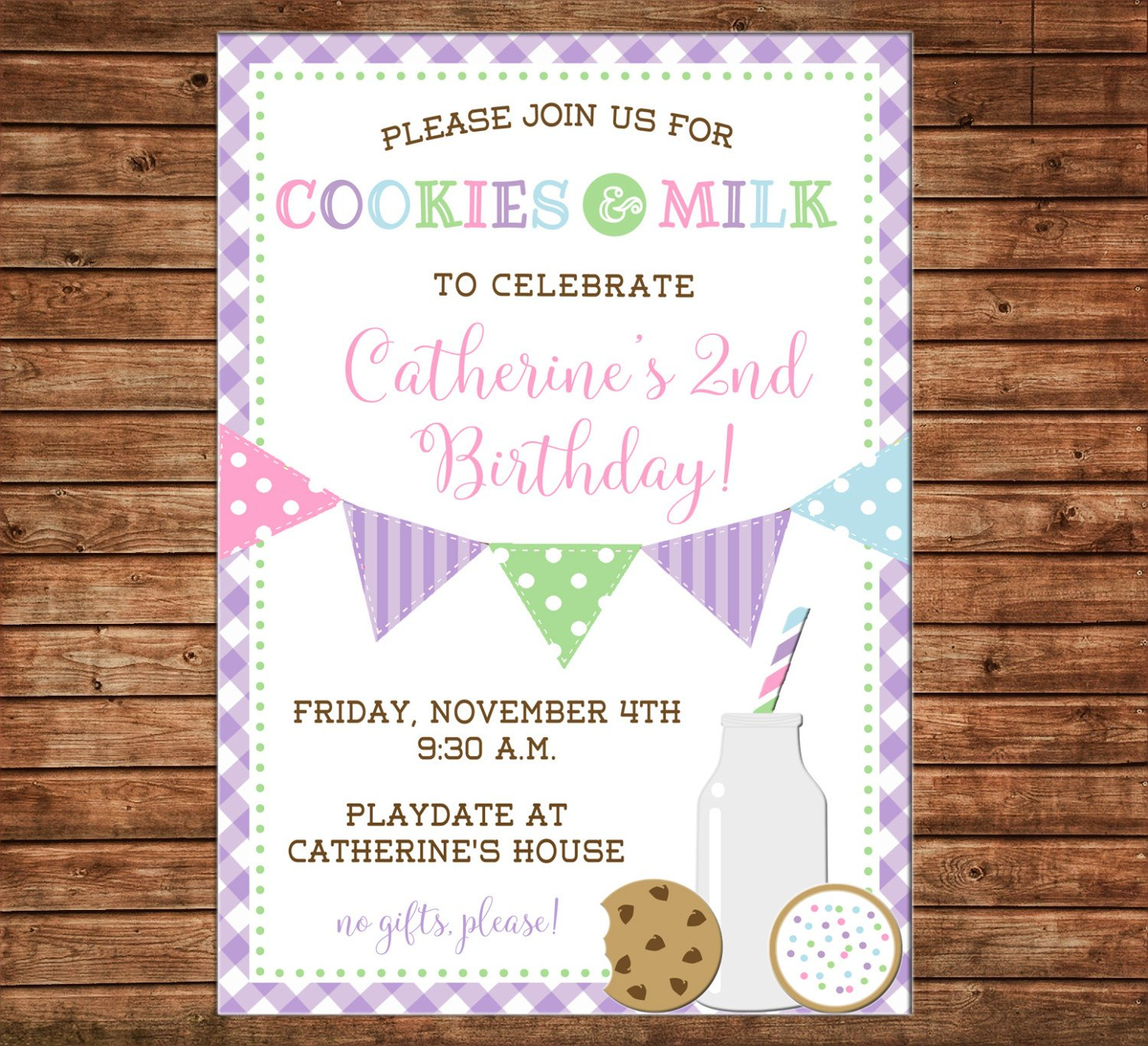 Boy Or Girl Invitation Cookies And Milk Playdate Birthday Party - Can - Play Date Invitations Free Printable