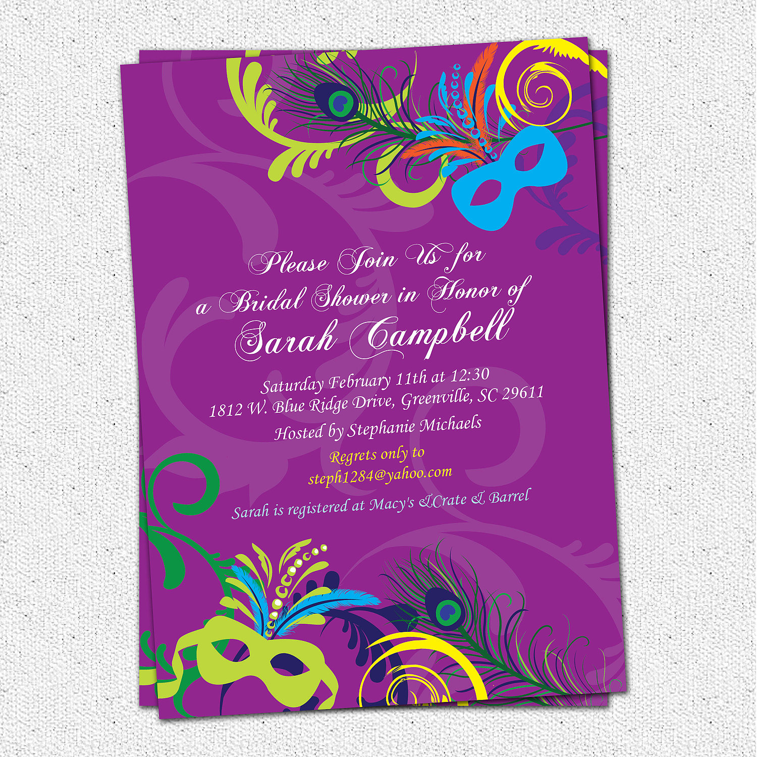 Bridal Shower Invitations, Mardigras, Mardi Gras, Wedding Invitation - Free Printable Mardi Gras Invitations