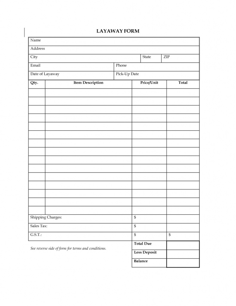 Brilliant Ideas For Free Layaway Forms Template Of Your Summary - Free Printable Layaway Forms