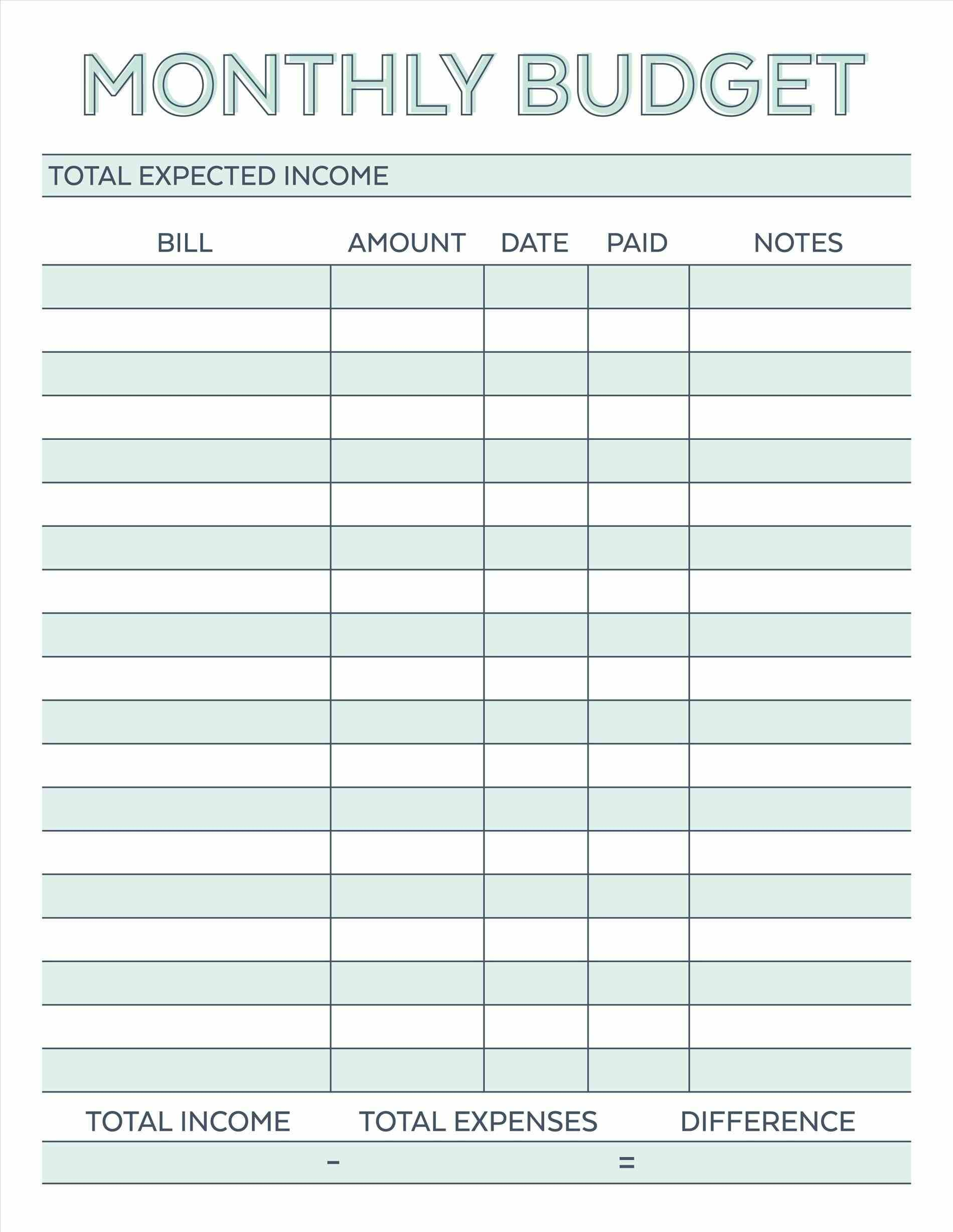 Budget Planner Planner Worksheet Monthly Bills Template Free - Free Printable Monthly Expenses Worksheet