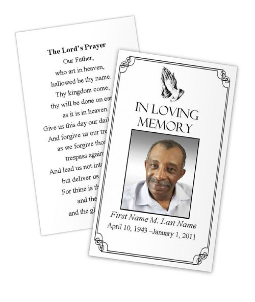 Business Card Photoshop Template Funeral Prayer Card Template Free - Free Printable Funeral Prayer Card Template