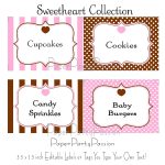 Candy Buffet Printable Editable Party Labels Or Tags Pink And Brown   Free Printable Food Tags For Buffet